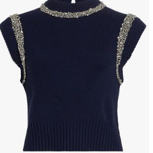 Simkhai navy rhinestone embellished top, worn twice size small